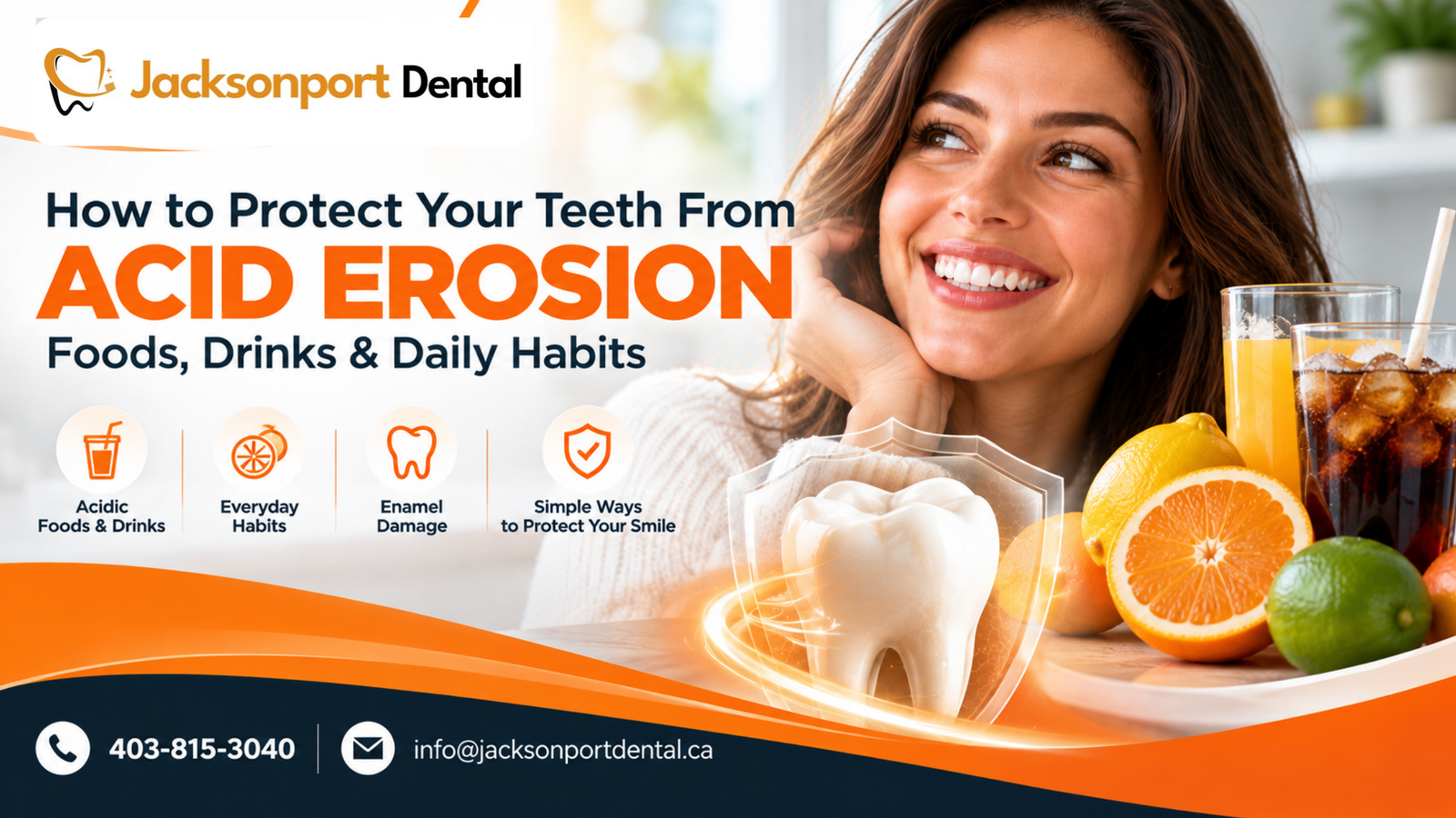 Learn what causes tooth enamel erosion and how Calgary families can protect enamel from acidic foods, drinks and daily habits.